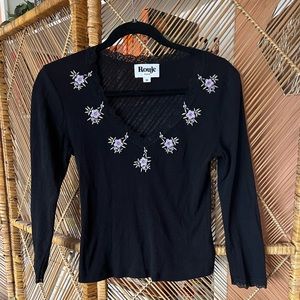 Rouje black floral top size 38